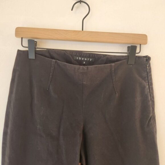 Theory Black Flat Front Stretch Trousers Pants Slim Straight Career Women's 2 - Picture 3 of 6